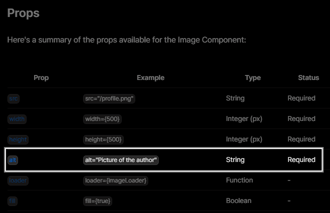 nextjs Image Props